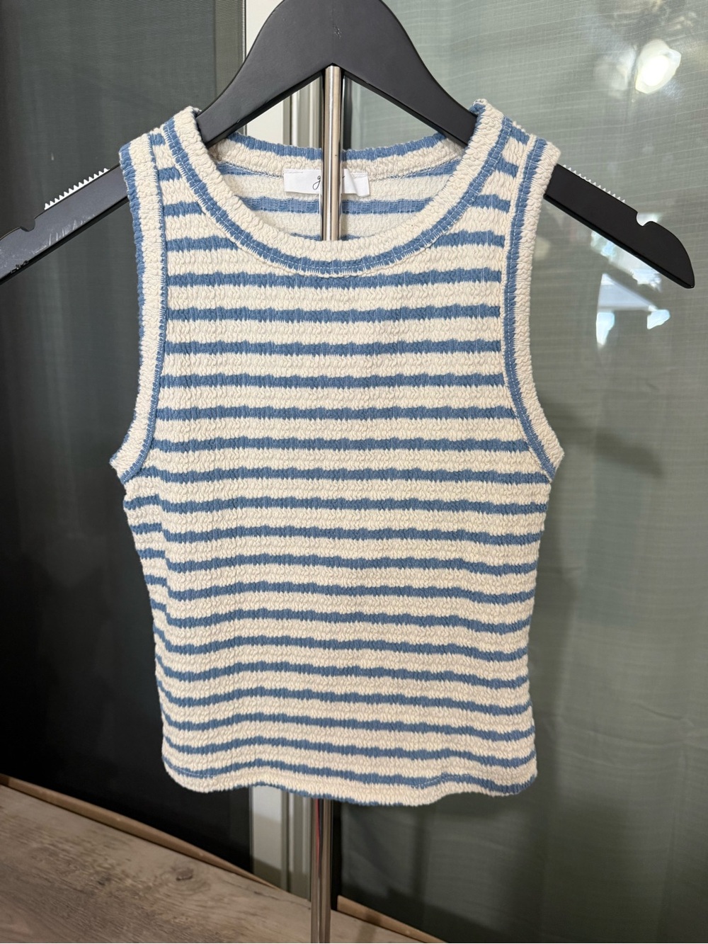 gaze Blue and Cream Striped Knit Tank